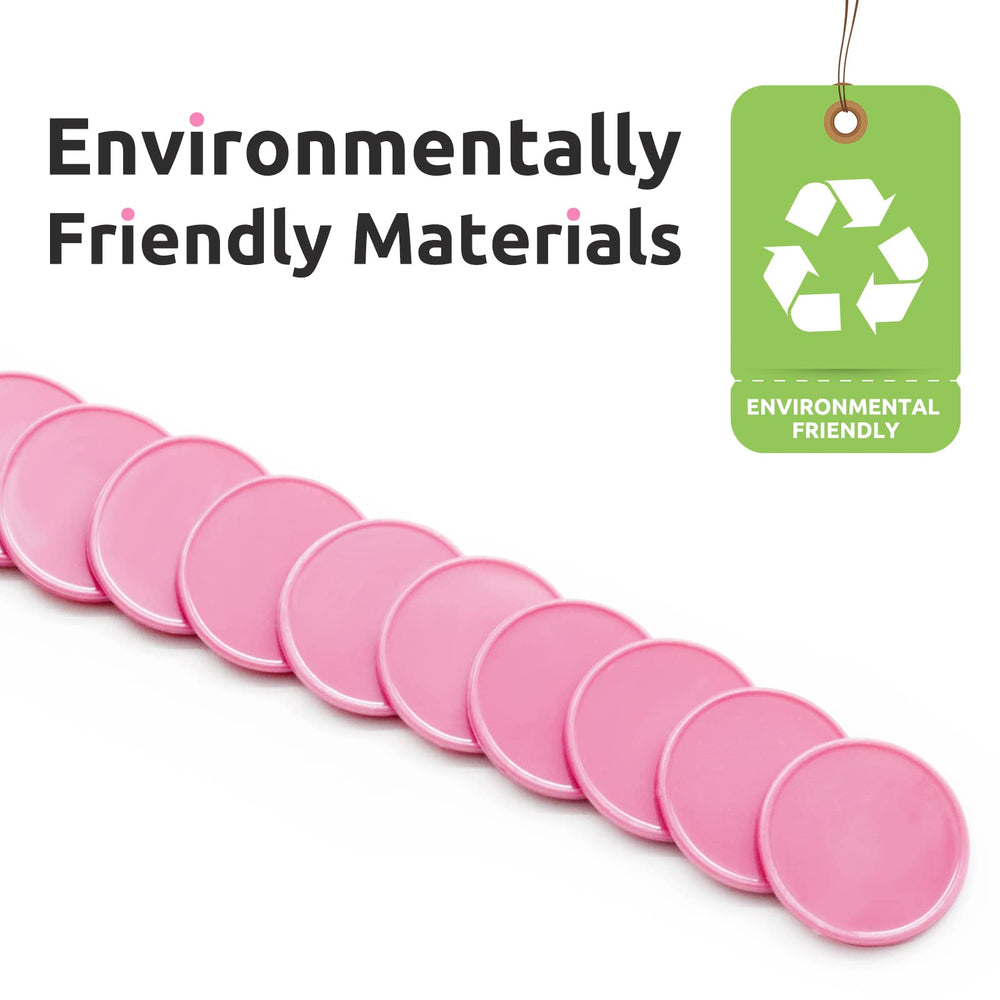 HAKITAROOM 1.26-inch diameter pink counters for hands-on math practice.