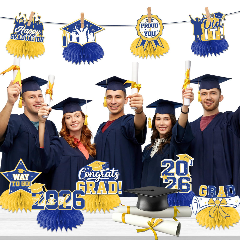 HAKOTI Class of 2026 cap and diploma centerpiece for festive tables.