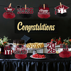 HAKOTI bachelor cap 3D effect graduation centerpiece elevates table ambiance.