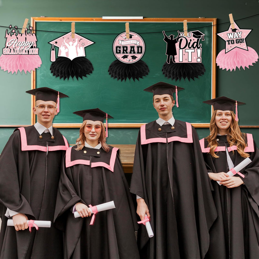 HAKOTI pink graduation decorations help create a joyful party ambience.