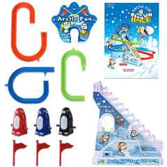 Haktoys Arctic Fun set featuring stairs and sliding track for action