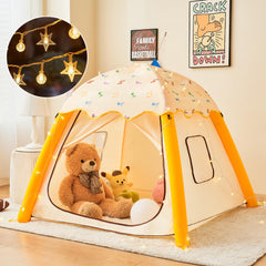 HalloDeer kids play tent with star lights for cozy indoor fun.