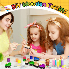 Halloscume child-friendly train cars robust wood for hands-on crafts