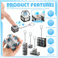 Halloscume crystal-clear keyboard fidget clicker with satisfying click and compact design.
