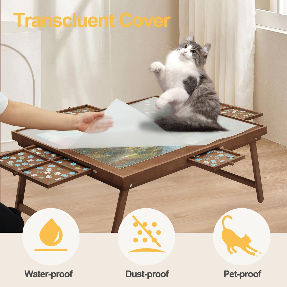 HALLYBEE puzzle table height 15.7 inches for comfortable seating.