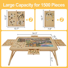 HALLYBEE Puzzle Table surface measures 34.3 by 26.5 inches for large puzzles