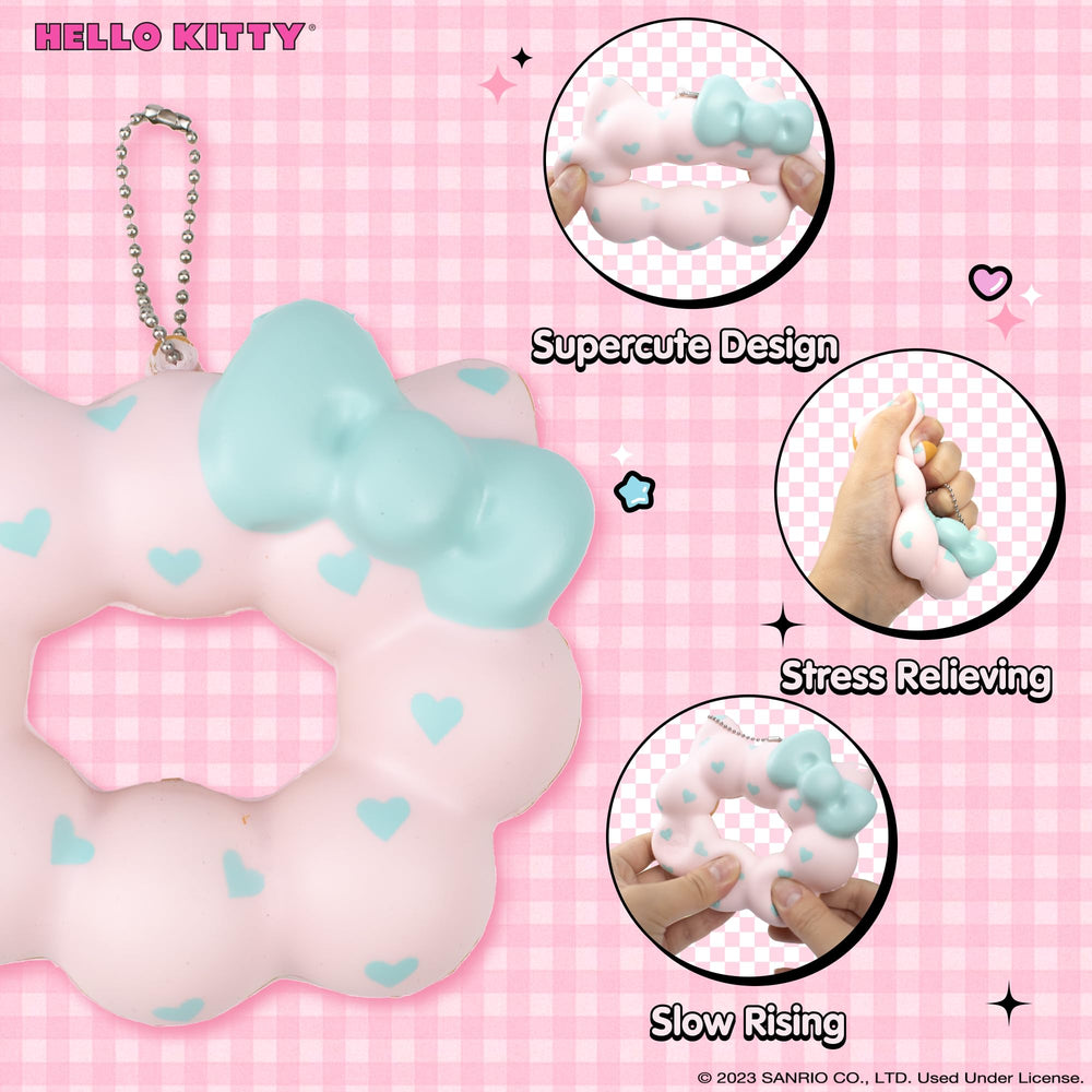 Hamee Hello Kitty Mochi Donut squishy, slow-rise design for satisfying squish sessions