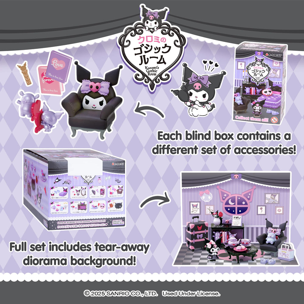 Hamee Re-Ment Kuromi suitcase diorama for travel-themed displays.