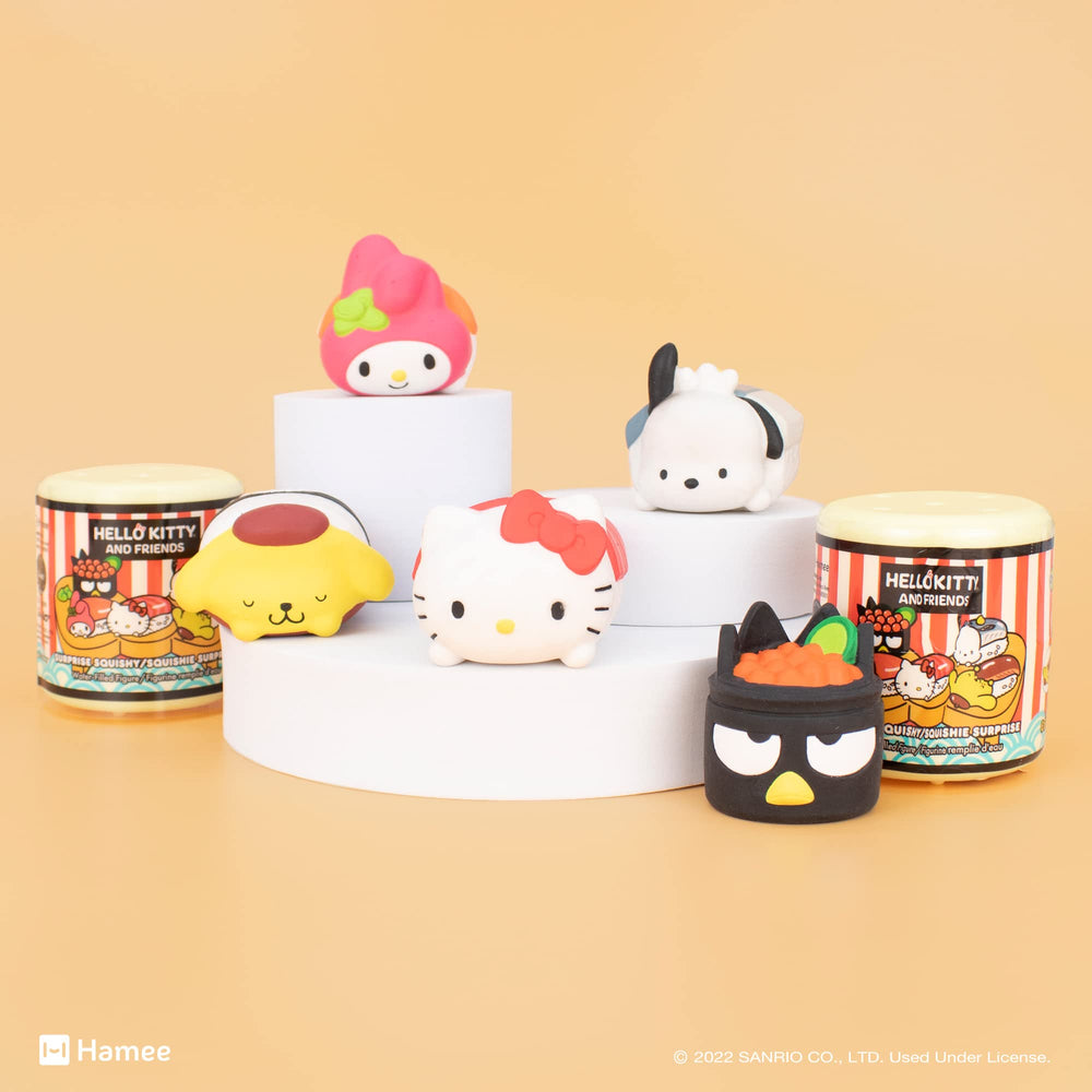 Pochacco sushi squishy capsule by Hamee, tactile and squeezable.