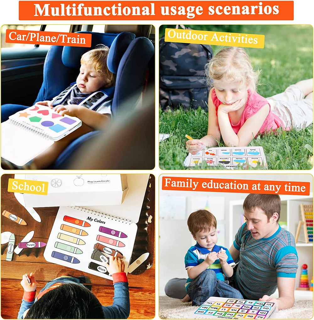 HAN-MM Busy Book travel bag shows portable learning kit for trips.