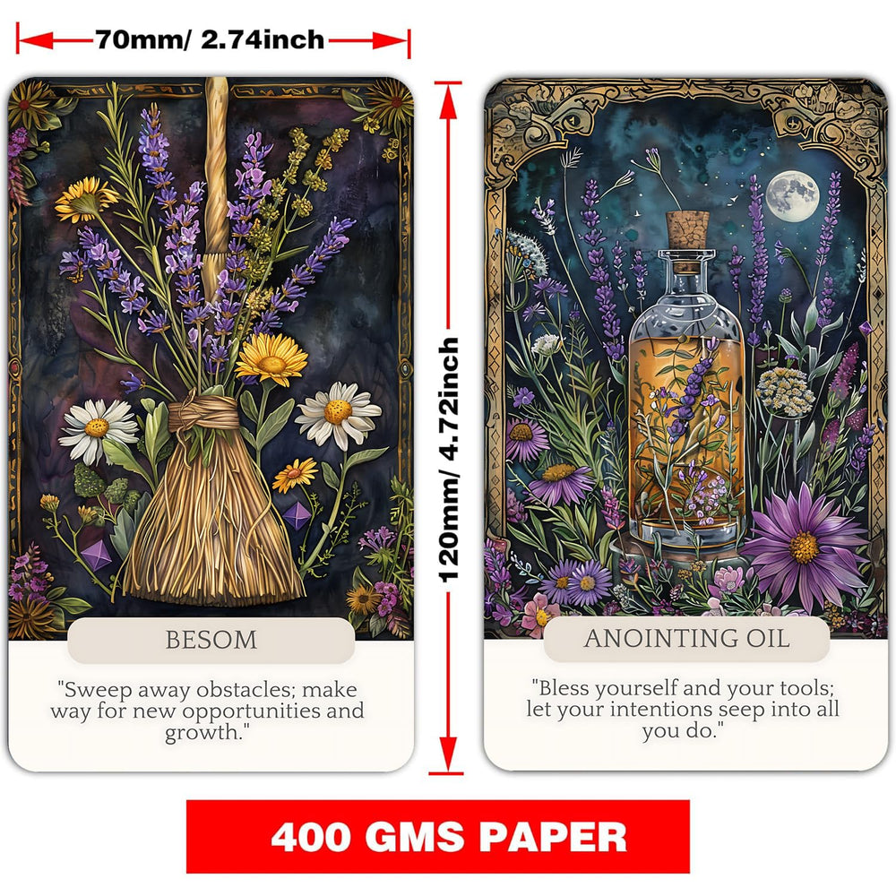 Han Yu Bowen Witch Tools Oracle 54-card deck with sacred symbols for mindful practice.