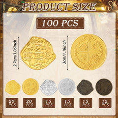 Hanaive 100-piece metal pirate coins for treasure hunts and cosplay