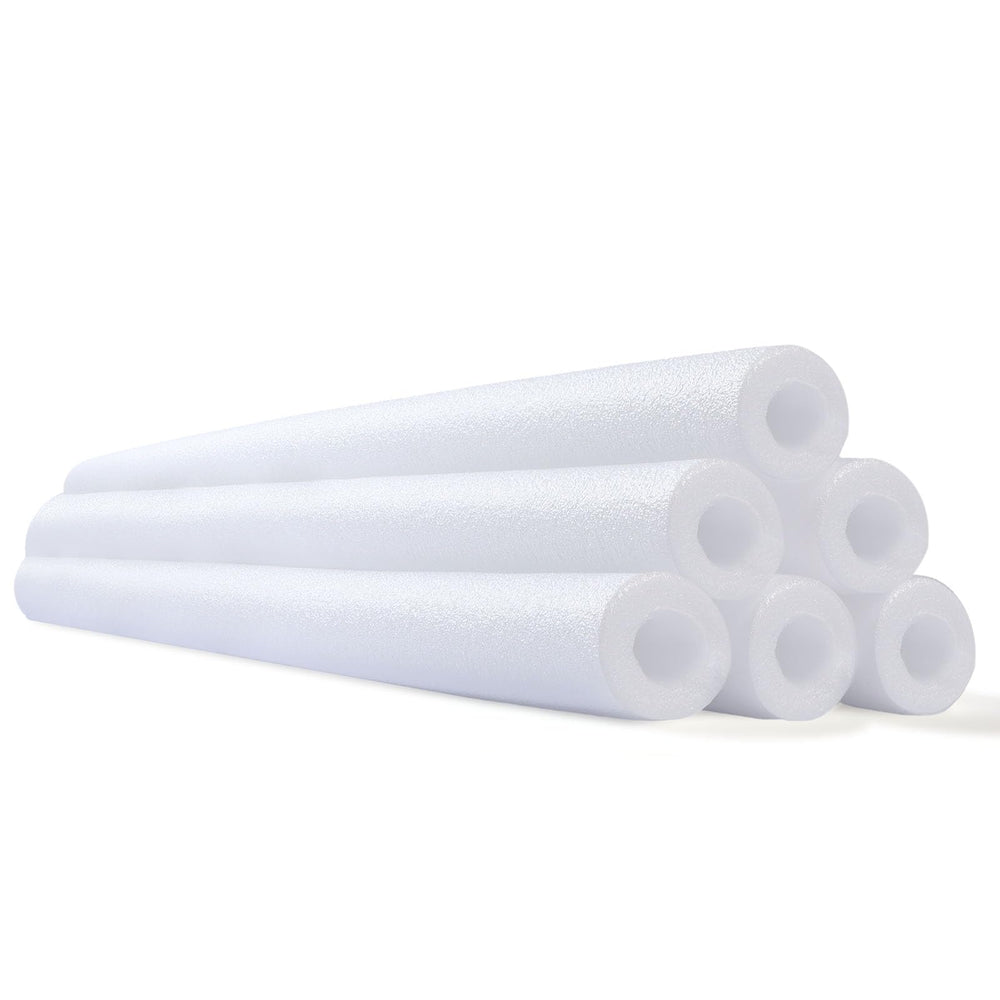 Hanaive 6-pack pool noodles 52-inch white provide buoyant flotation for pool fun.
