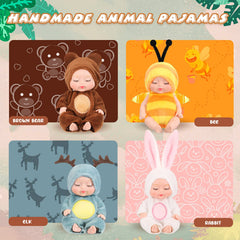 Hanaive mini baby doll in brown bear outfit invites cuddly role play adventures