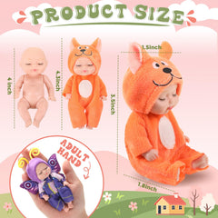 Hanaive mini baby dolls in rabbit outfits for storytelling fun.