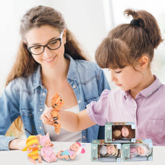 Hanaive mini baby doll in brown bear outfit offers cozy play moments.