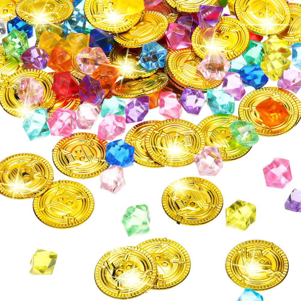 Hanaive pirate coins gold 1 inch diameter for treasure hunts and decorations.