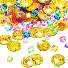 Hanaive pirate coins gold 1 inch diameter for treasure hunts and decorations.