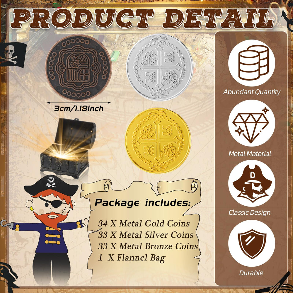 Hanaive pirate coins silver finish perfect for versatile party props.