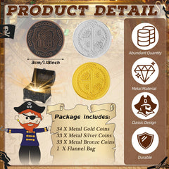 Hanaive pirate coins silver finish perfect for versatile party props.