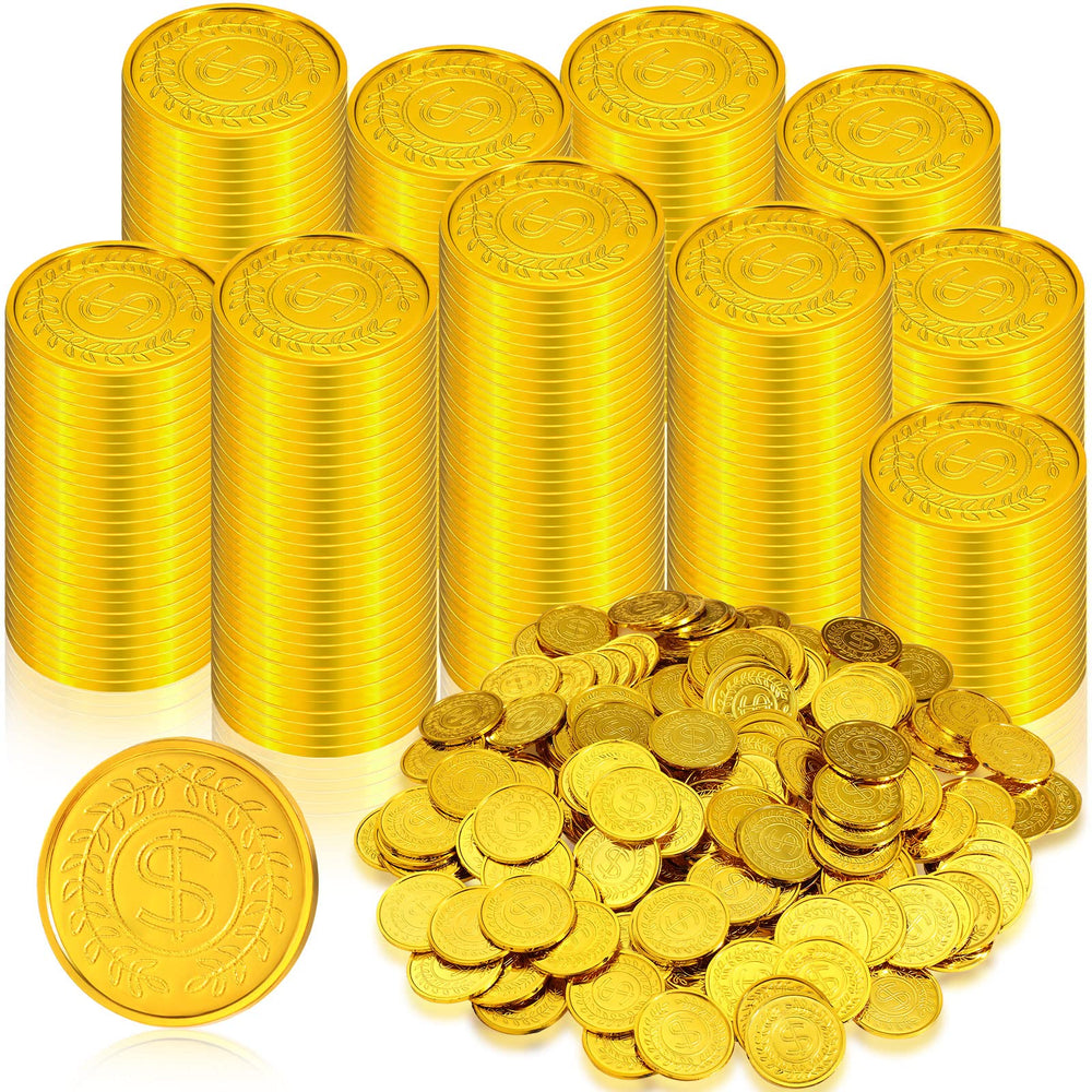 Hanaive pirate gold coins close-up; durable accents for party favors