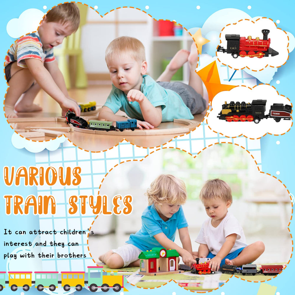 Hanaive table-top play setup showing compact, desk-friendly train toys