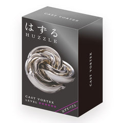 Hanayama Cunning Cast Vortex puzzle close-up highlighting a challenging brain exercise.