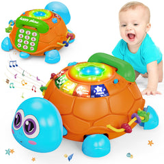 Hanayo musical turtle toy front view with lights that invite early exploration