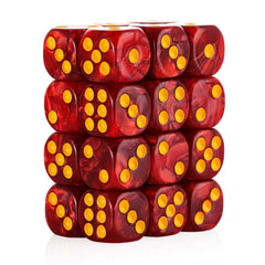 Handan 24-pack red pearl 16mm D6 dice for family game nights.