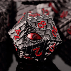 Handan Dragon Eye Dice Set with black dragon-scale texture for immersive RPG sessions.