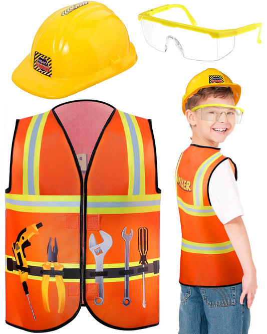 Handepo construction vest for kids, durable oxford fabric for long-lasting role-play.