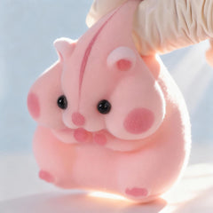 Handmade Taba Squishy Hamster Toy pink ears detail, cute and tactile.