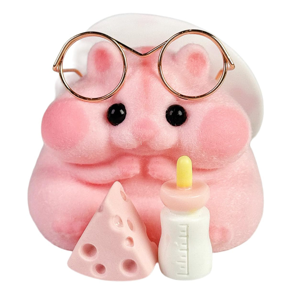 Handmade Taba Squishy Hamster Toy pink face close-up, soft silicone texture for calm fidgeting.