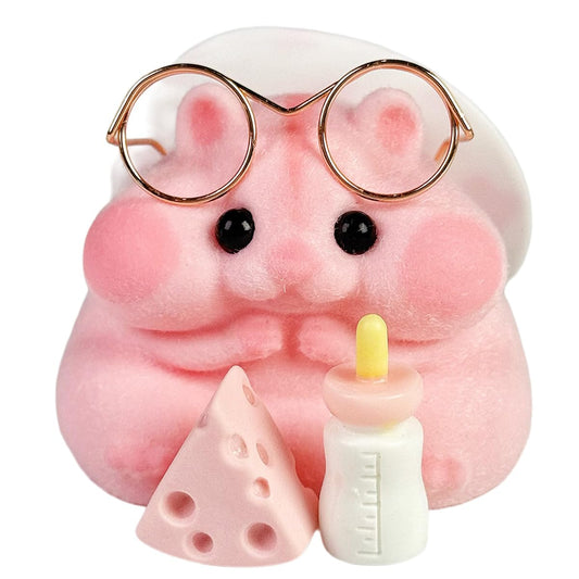 Handmade Taba Squishy Hamster Toy pink face close-up, soft silicone texture for calm fidgeting.