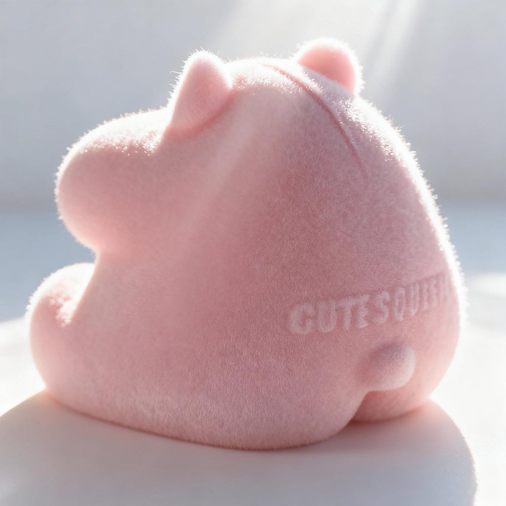 Handmade Taba Squishy Hamster Toy pink texture, furry coating with minimal shedding.