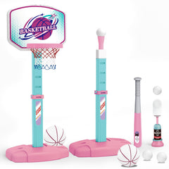 Handwell 3-in-1 hoop and tee ball front view in pink for engaging play.