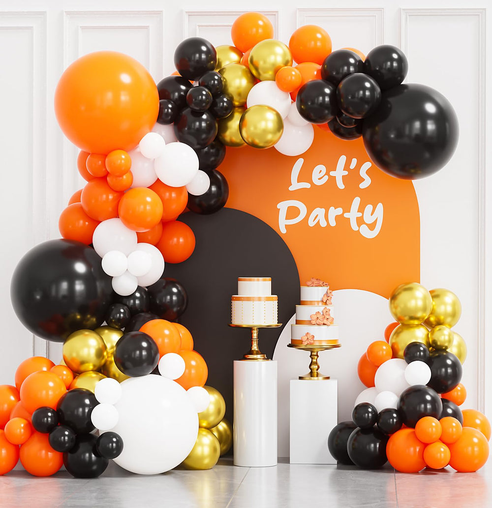 Haolongfa Halloween balloon arch kit creates a dramatic entrance backdrop.