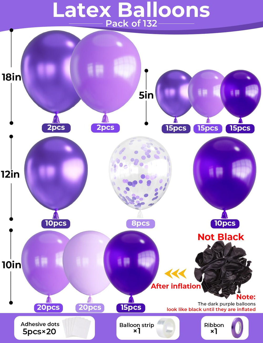 Haolongfa metallic purple 18in balloons for dramatic, photo-ready decor.