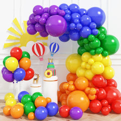 Haolongfa rainbow balloon arch kit creates a vibrant party backdrop.