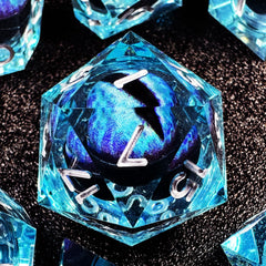 HAOMEJA Dragon Eye DND dice closeup showing crisp edges for precision
