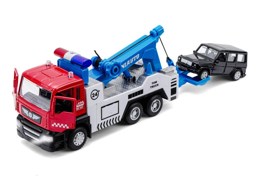 haomsj tow truck pull-back with lights and sound for imaginative play