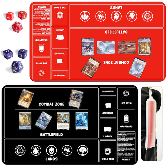 HaoSiTeck two-pack playmats with dice for smooth gameplay and card protection.