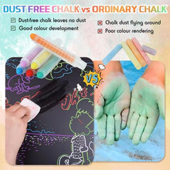 Haoyond chalk holder twists; keeps hands clean during drawing.