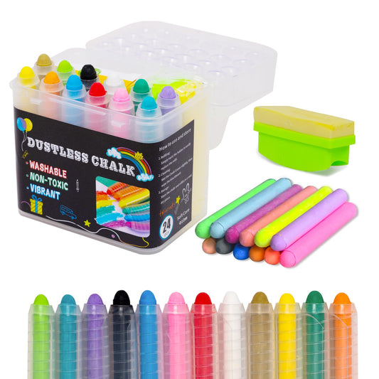 Haoyond dustless chalk set with 24 colors for kids' drawing
