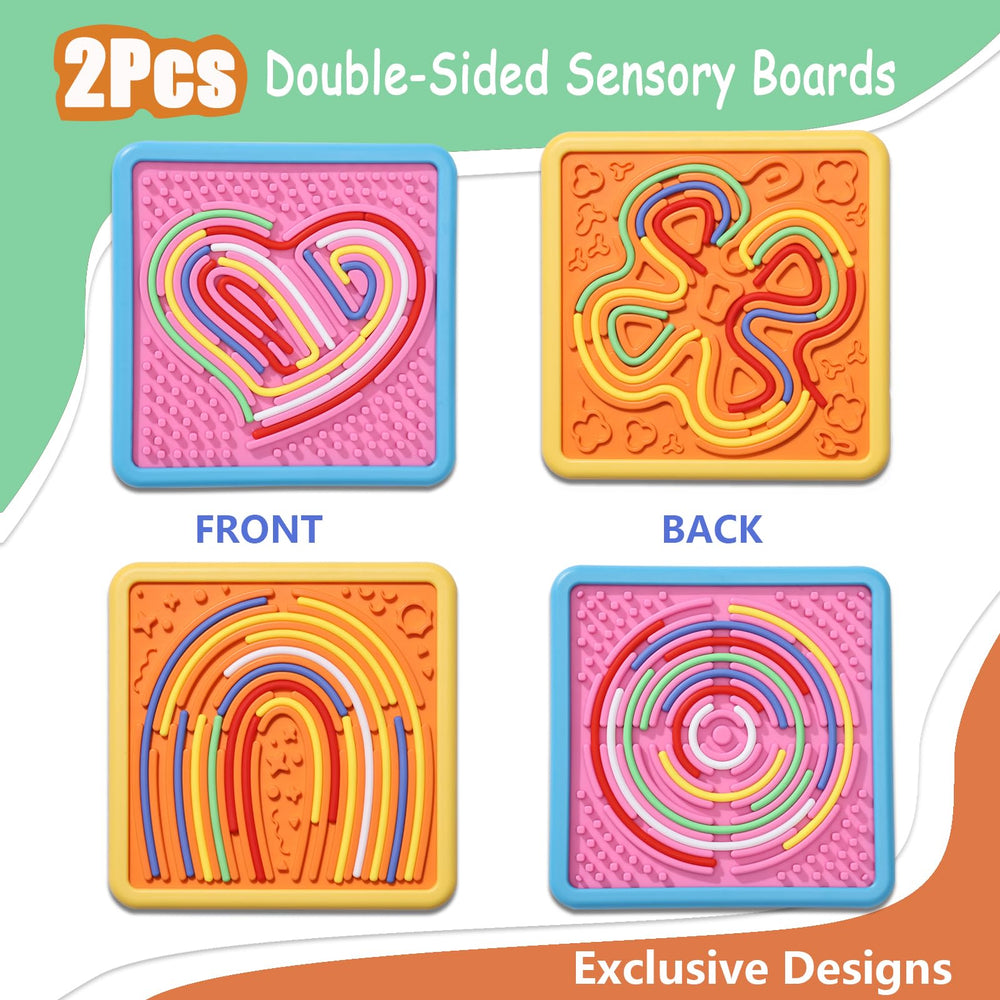 HAPATOYS sensory activity board back view highlighting sturdy construction for durable travel.