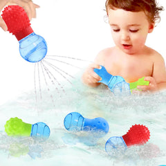 HAPATOYS 3-pack bath toy with 9-way water sprinkler for bath time fun.