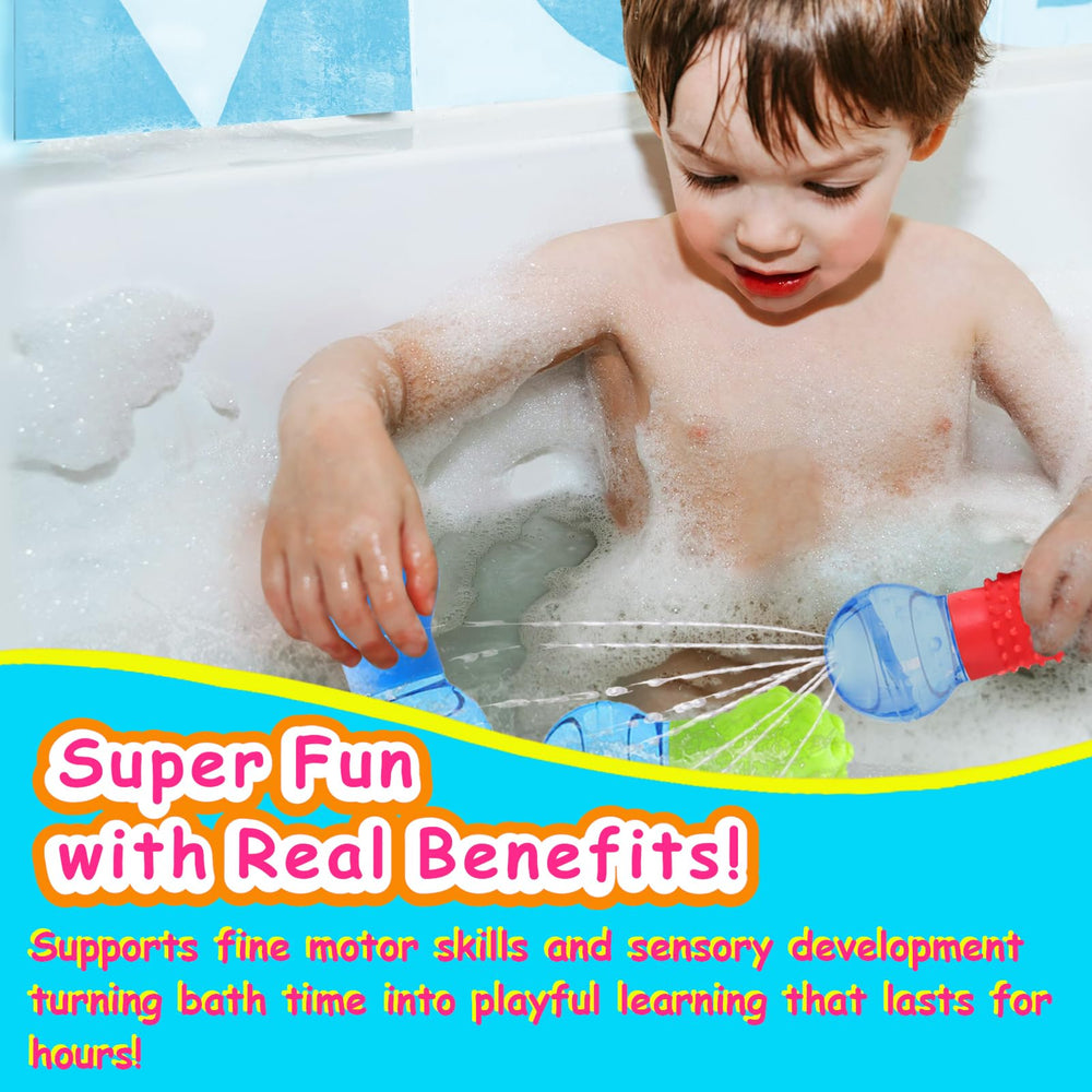 HAPATOYS bulb-shaped bath toy with easy grip for toddlers.