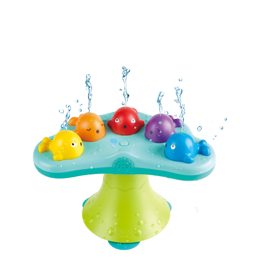 Hape Music Fountain Whale bath toy with music for engaging bathtime play.