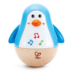 Hape Penguin Music Wobbler full view, bright colors and friendly form for babies