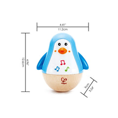 Hape Penguin Music Wobbler roly-poly design stays put during play